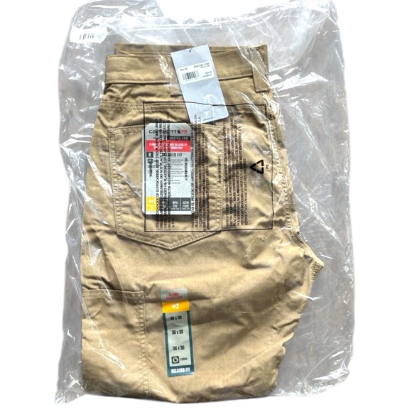 Carhartt Men’s 36x30 Flame Resistant FR Khaki Work Pants NWT CAT 2 BN4785-FRM - Picture 3 of 9